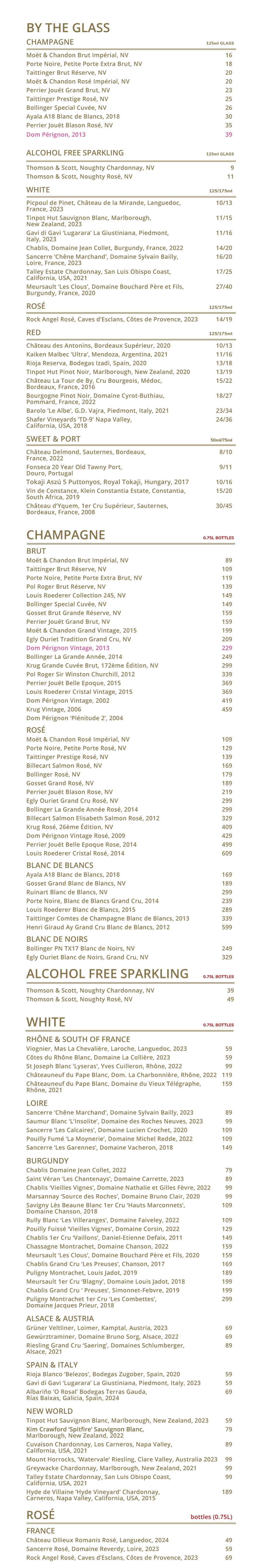 bob bob ricard city restaurant fine wines list