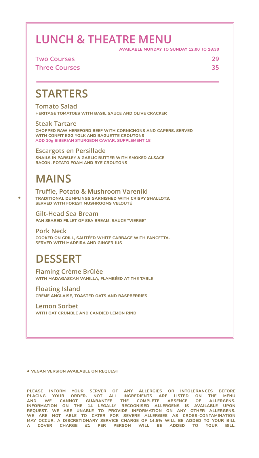 bob bob ricard city best business lunch theatre menu aldgate city of london