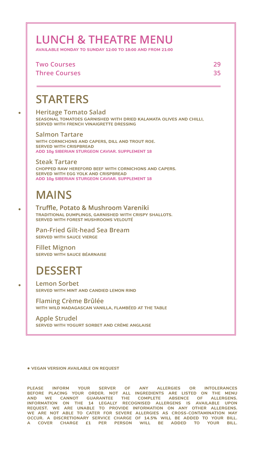 bob bob ricard best theatre menu restaurants london
