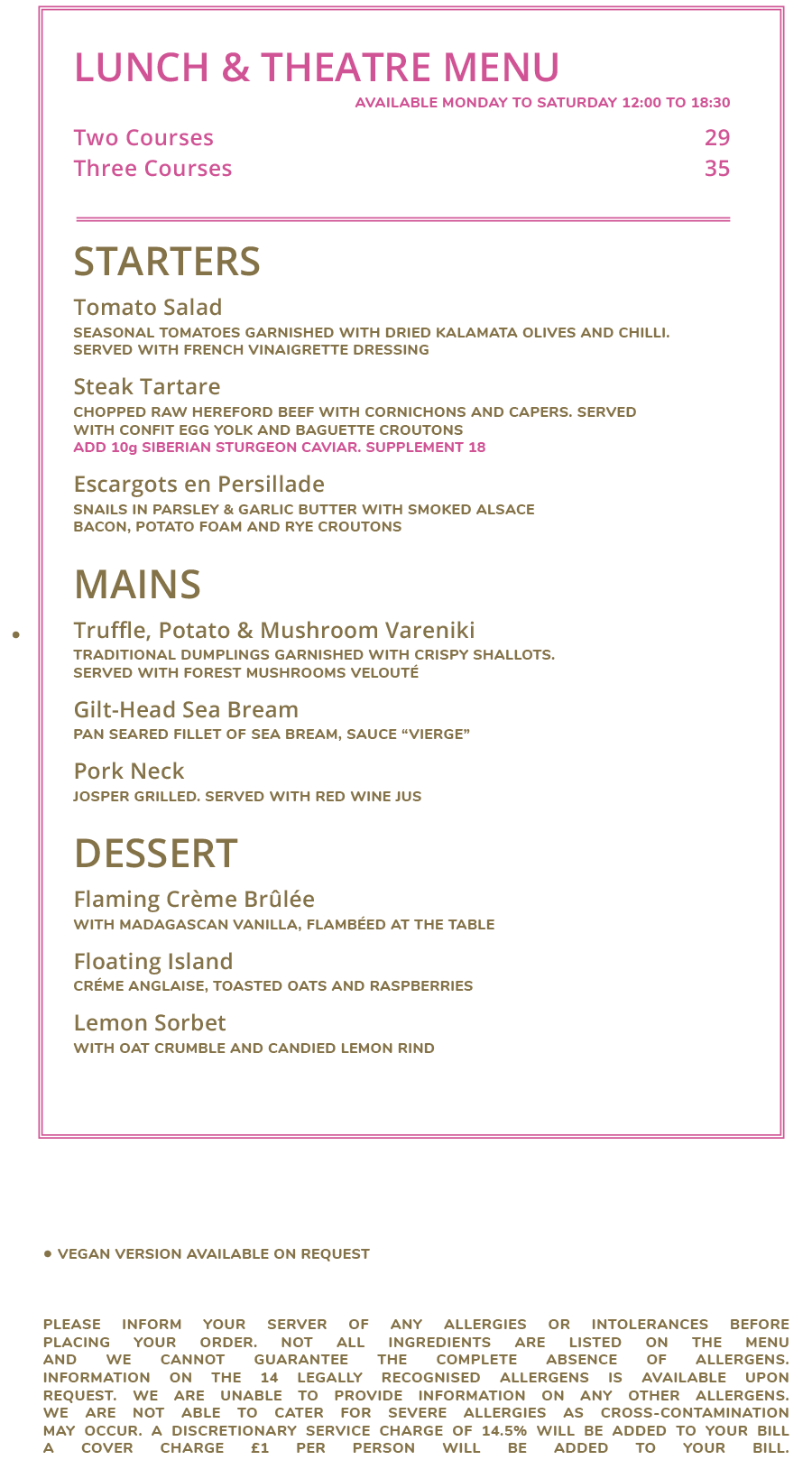 bob bob ricard city best business lunch theatre menu aldgate city of london